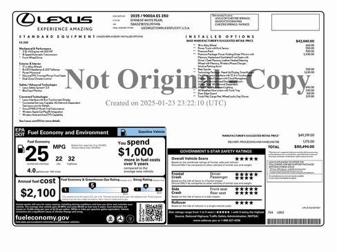 Used 2025 Lexus ES 350 w/ Premium Package image 2