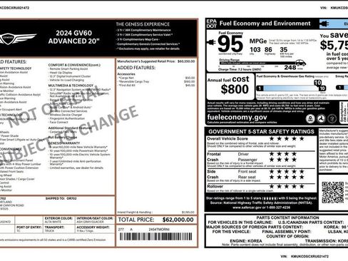 Used 2024 Genesis GV60 Advanced image 3