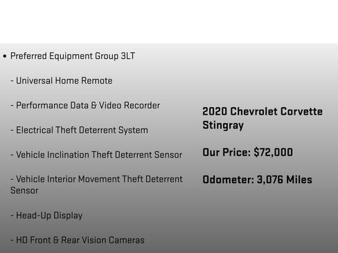 Used 2020 Chevrolet Corvette Stingray Premium Cpe w/ 3LT Preferred Equipment Group image 18