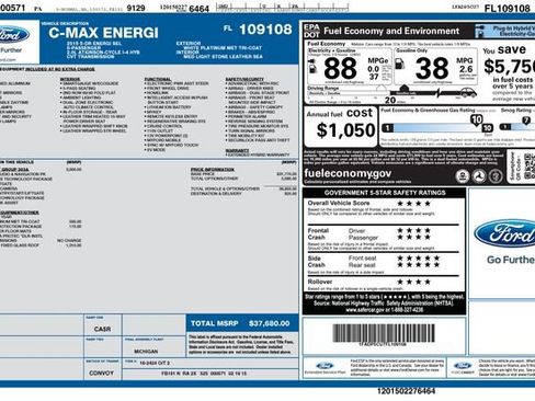 Used 2015 Ford C-MAX Energi SEL w/ Equipment Group 303A image 7