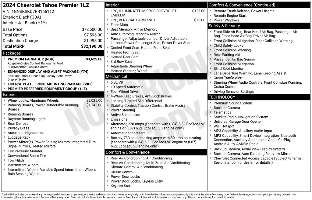 Used 2024 Chevrolet Tahoe Premier w/ Premium Package 2 AWD/4WD image 5