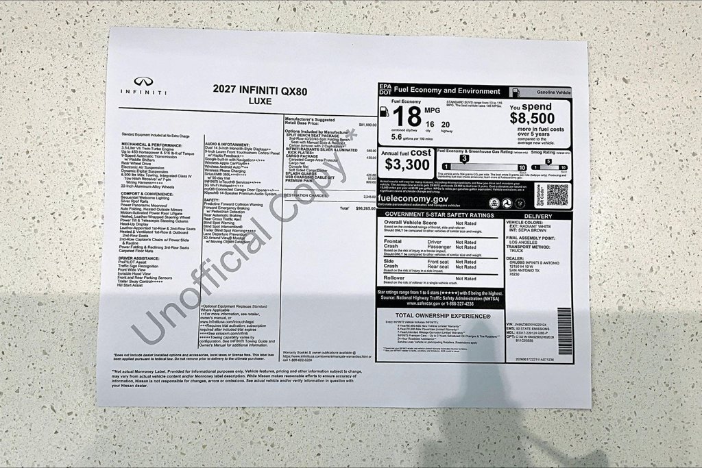 New 2027 INFINITI QX80 Luxe w/ Cargo Package RWD image 41