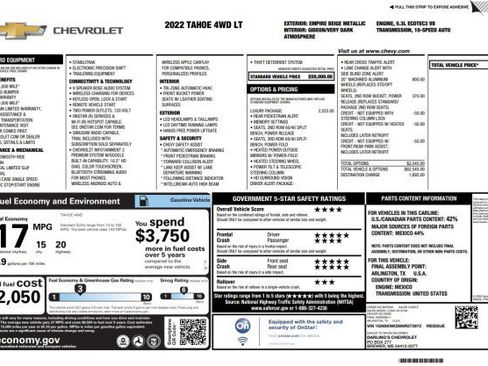 Used 2022 Chevrolet Tahoe LT w/ Luxury Package AWD/4WD image 3