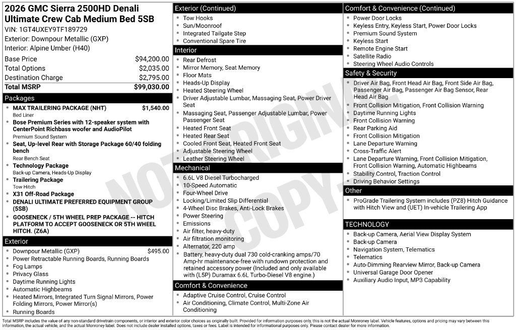 Used 2026 GMC Sierra 2500 Denali Ultimate w/ Max Trailering Package AWD/4WD image 37