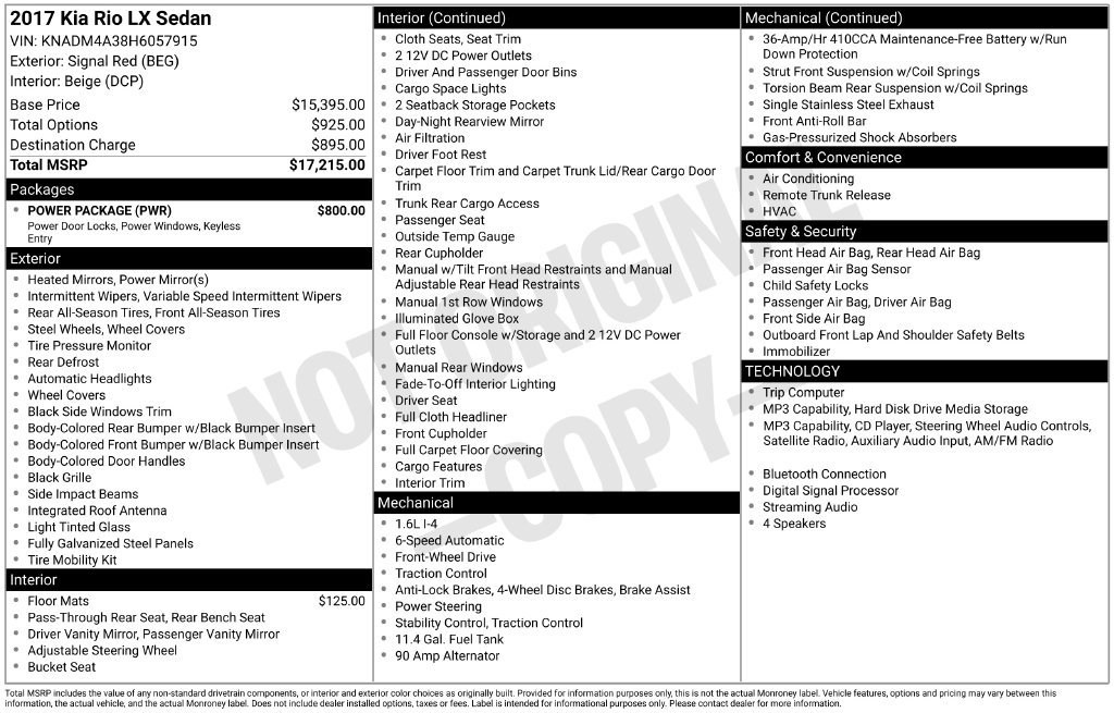 Used 2017 Kia Rio LX w/ Power Package FWD image 9