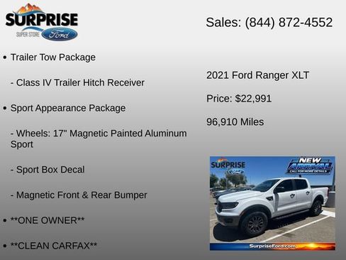 Used 2021 Ford Ranger XLT w/ Equipment Group 301A Mid RWD image 12