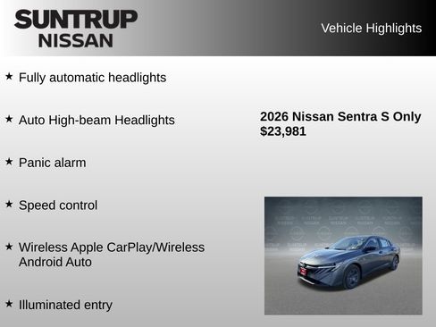 New 2026 Nissan Sentra S w/ Floor Mat Package FWD image 30