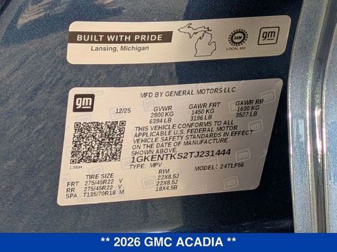 New 2026 GMC Acadia Denali Ultimate w/ LPO, Floor Liner Package image 47