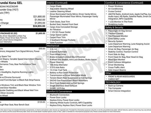 Used 2019 Hyundai Kona SEL w/ SEL Tech Package 02 image 3