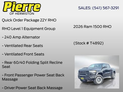 New 2026 RAM 1500 RHO w/ RHO Level 1 Equipment Group AWD/4WD image 6
