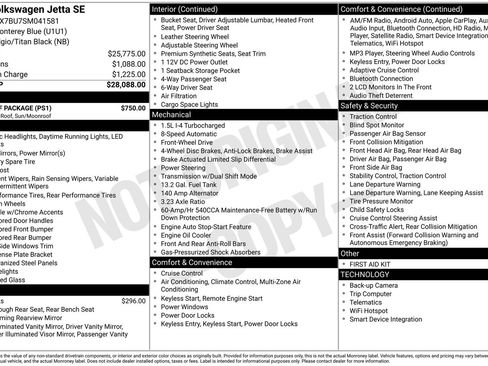 Certified 2025 Volkswagen Jetta SE w/ Sunroof Package image 41