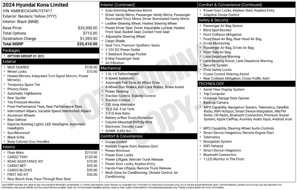 Certified 2024 Hyundai Kona Limited AWD/4WD image 30
