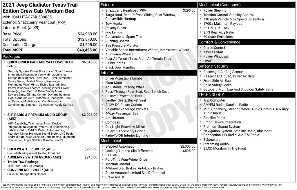 Used 2021 Jeep Gladiator Sport AWD/4WD image 9
