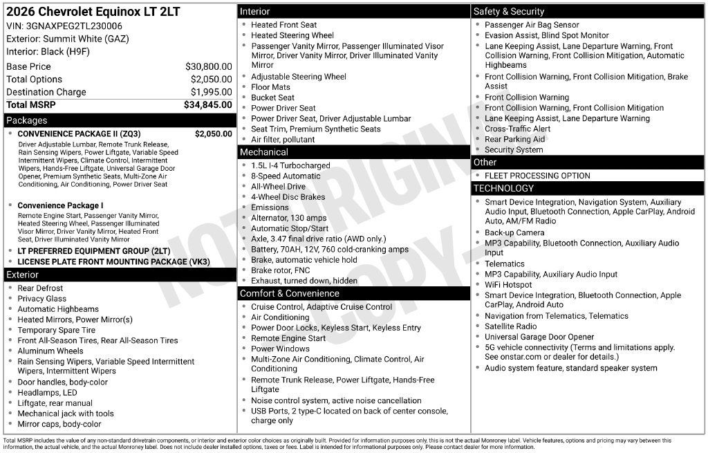 Used 2026 Chevrolet Equinox LT w/ Convenience Package II AWD/4WD image 3