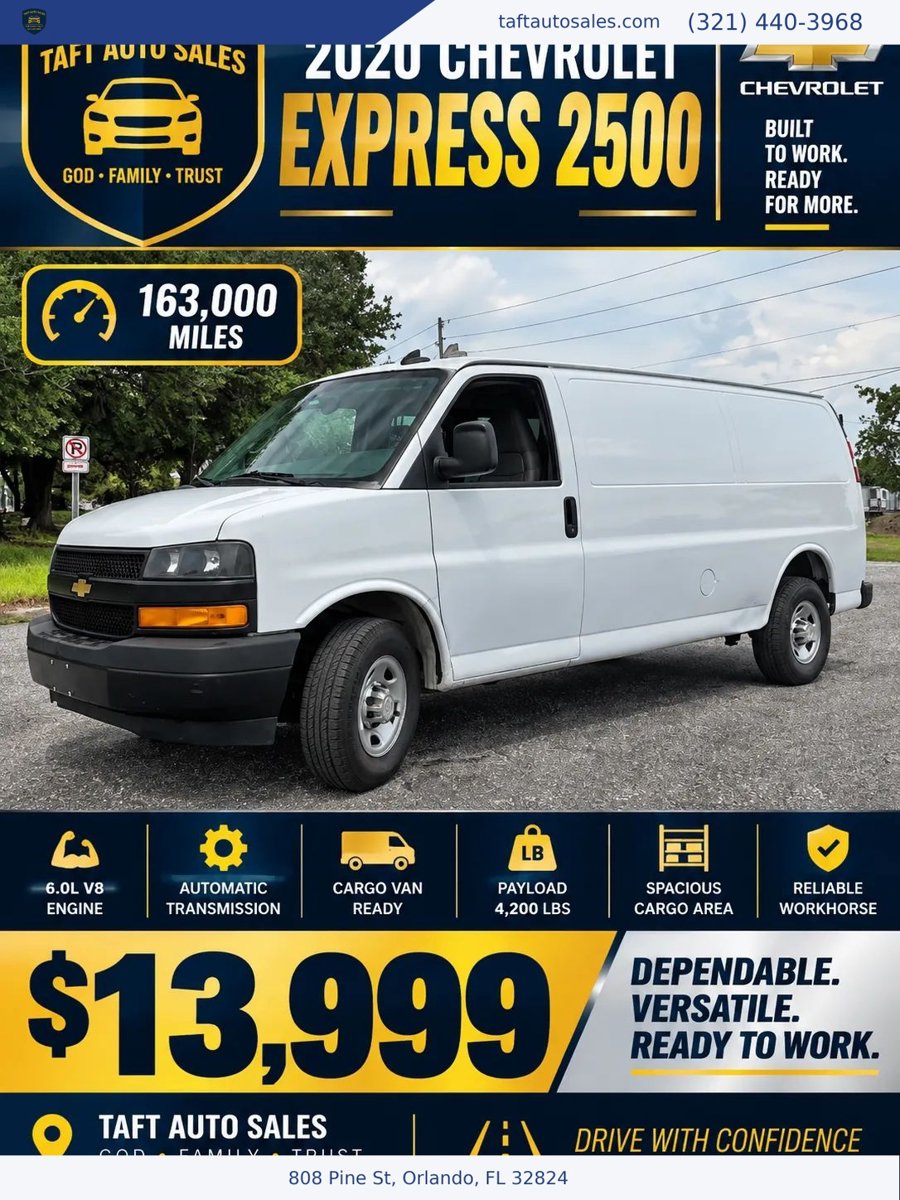 Used 2020 Chevrolet Express 2500 Extended w/ Communications Package RWD image 1