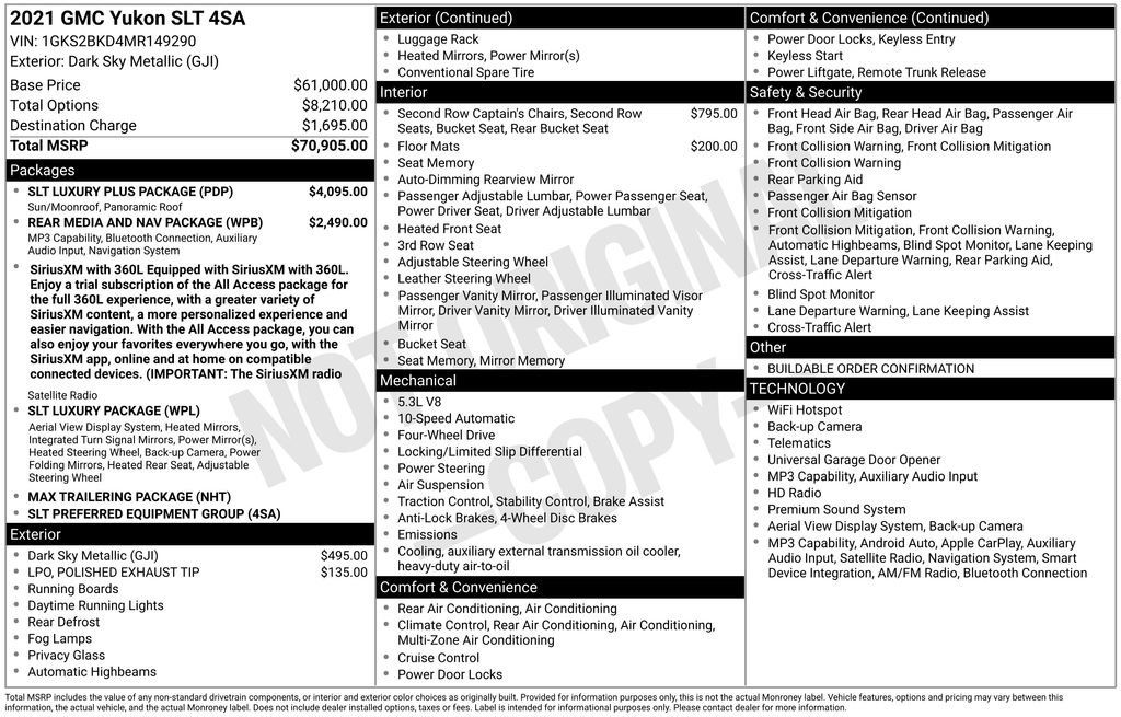 Used 2021 GMC Yukon SLT w/ SLT Luxury Plus Package AWD/4WD image 41