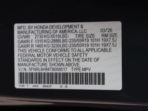 New 2026 Honda Odyssey Touring image 45