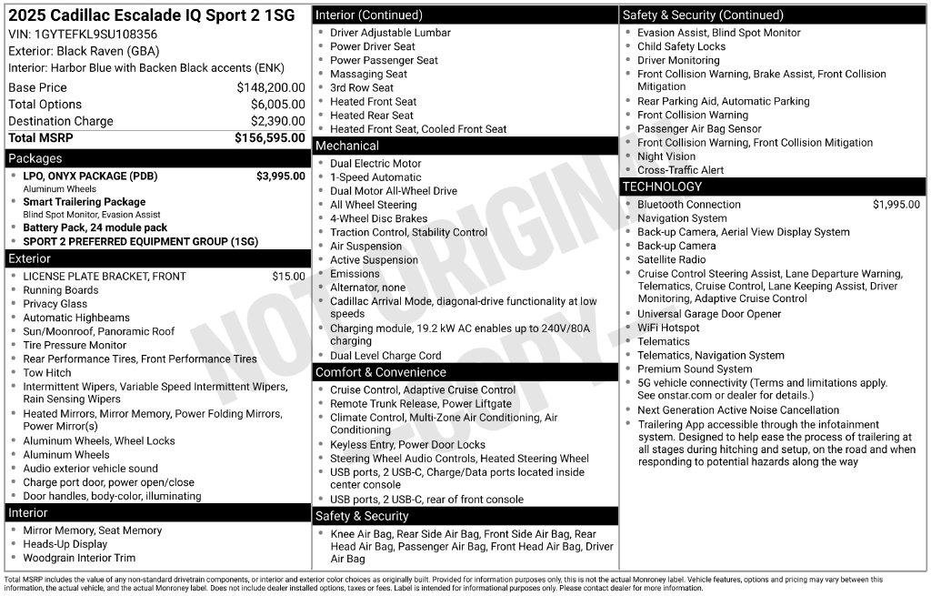 Certified 2025 Cadillac Escalade IQ Sport 2 w/ LPO, ONYX Package AWD/4WD image 32
