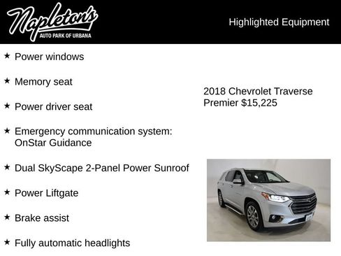 Used 2018 Chevrolet Traverse Premier w/ Driver Confidence II Package FWD image 16