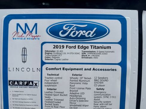 Used 2019 Ford Edge Titanium w/ Equipment Group 301A AWD/4WD image 34