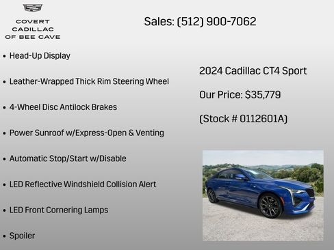 Certified 2024 Cadillac CT4 Sport w/ Technology Package RWD image 26