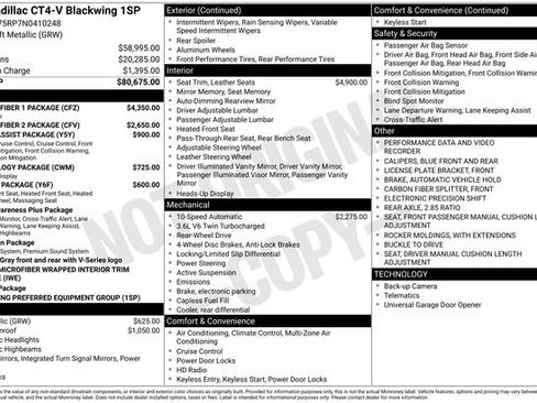 Used 2022 Cadillac CT4 V Blackwing w/ Carbon Fiber 1 Package RWD image 7