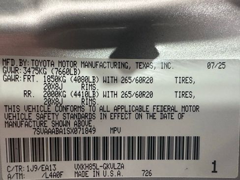 Used 2025 Toyota Sequoia Limited w/ Nightshade Package image 11