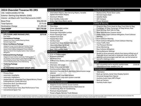 Used 2024 Chevrolet Traverse RS w/ LPO, Floor Liner Package AWD/4WD image 51