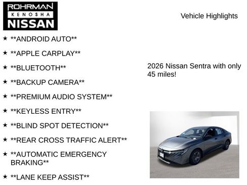 New 2026 Nissan Sentra S w/ Floor Mat Package FWD image 7