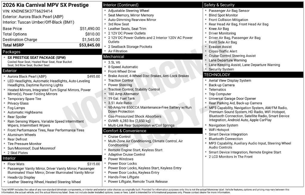 Used 2026 Kia Carnival SX Prestige FWD image 42