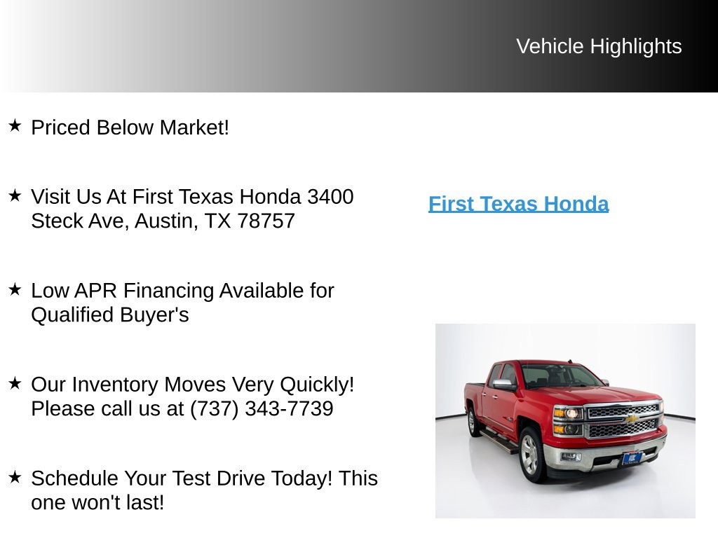 Used 2014 Chevrolet Silverado 1500 LTZ w/ Texas Edition, 1LZ Trim RWD image 10