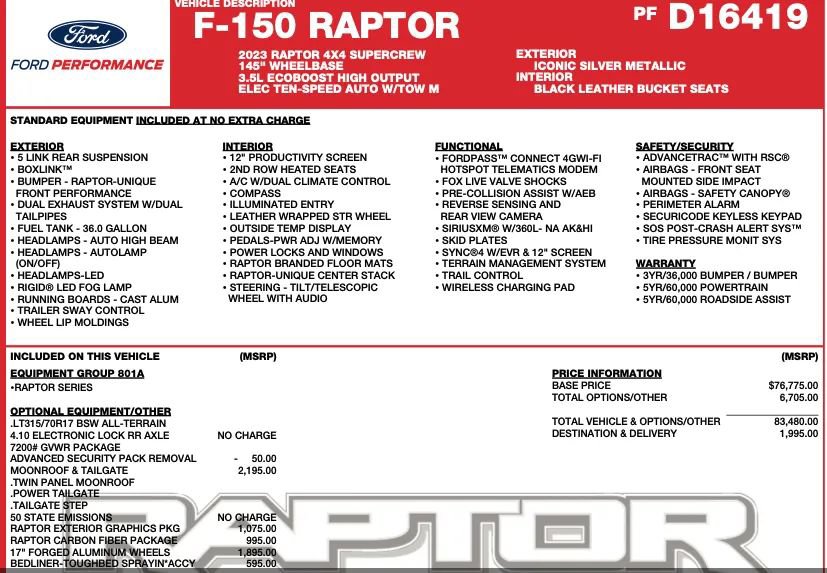 Used 2023 Ford F150 Raptor AWD/4WD image 2