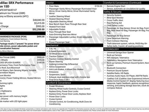 Used 2015 Cadillac SRX Performance w/ Driver Awareness Package AWD/4WD image 2