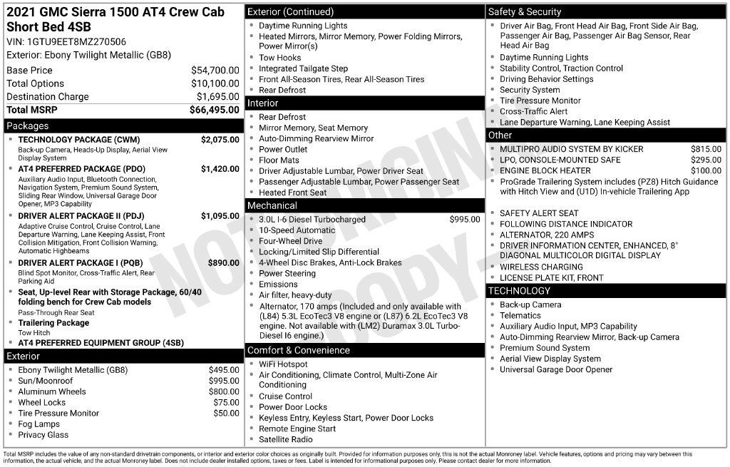 Used 2021 GMC Sierra 1500 AT4 w/ Technology Package AWD/4WD image 30