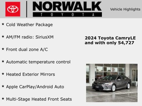 Used 2024 Toyota Camry LE w/ Cold Weather Package image 10