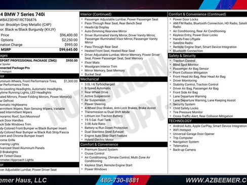 Used 2024 BMW 740i w/ M Sport Professional Package RWD image 3