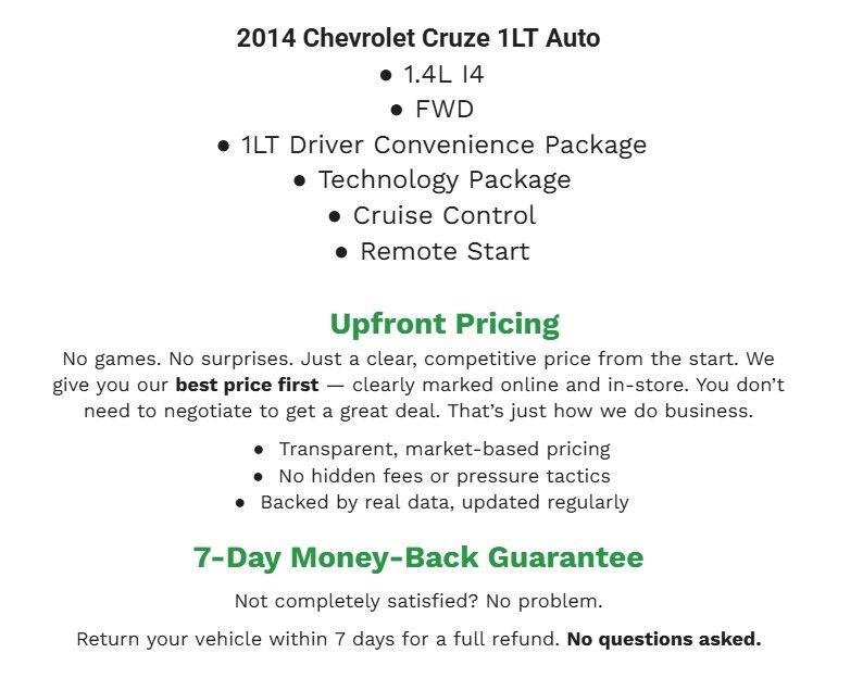 Used 2014 Chevrolet Cruze LT FWD image 2