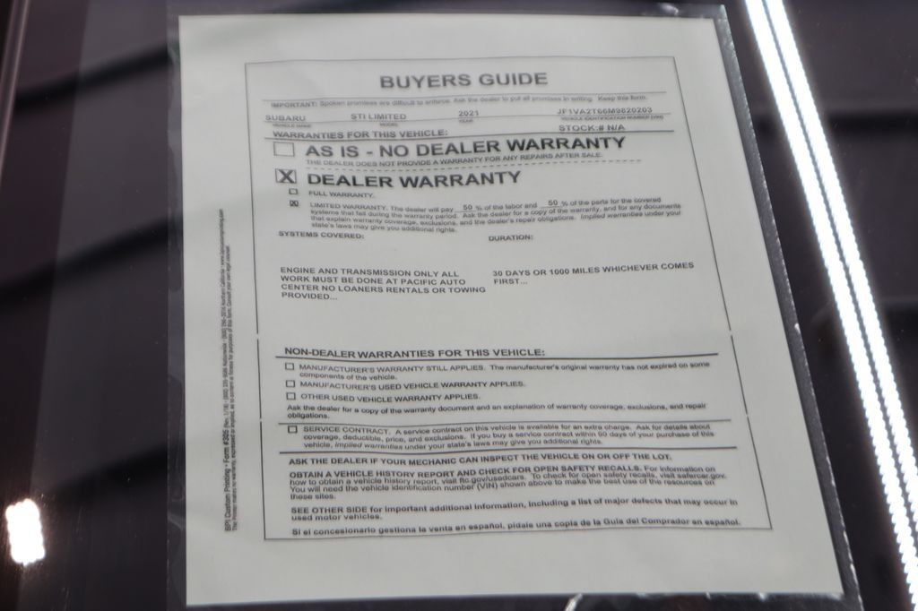 Used 2021 Subaru WRX STI Limited w/ Popular Package #1 AWD/4WD image 56