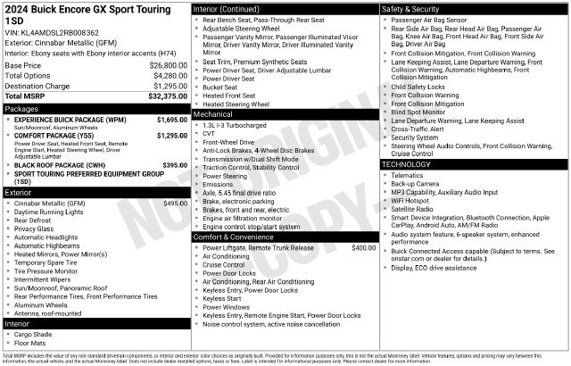 Used 2024 Buick Encore GX Sport Touring w/ Experience Buick Package FWD image 2