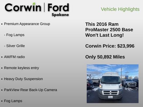 Used 2016 RAM ProMaster 2500 w/ Mopar Trailer Tow Group image 9