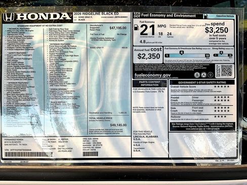 New 2026 Honda Ridgeline Black Edition image 18