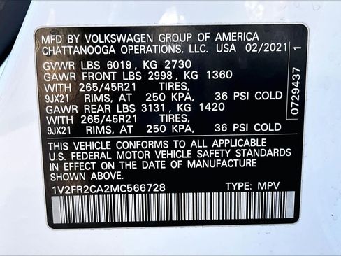 Used 2021 Volkswagen Atlas SEL Premium w/ MDO Package (Bench Seat) image 34