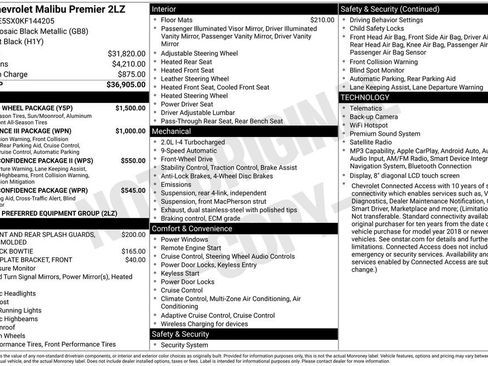 Used 2019 Chevrolet Malibu Premier w/ Sun and Wheel Package FWD image 44