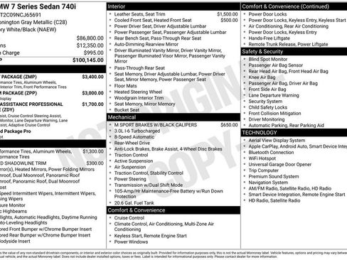 Used 2022 BMW 740i w/ M Sport Package RWD image 6