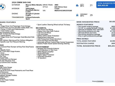 Used 2024 BMW 840i Gran Coupe xDrive AWD/4WD image 3