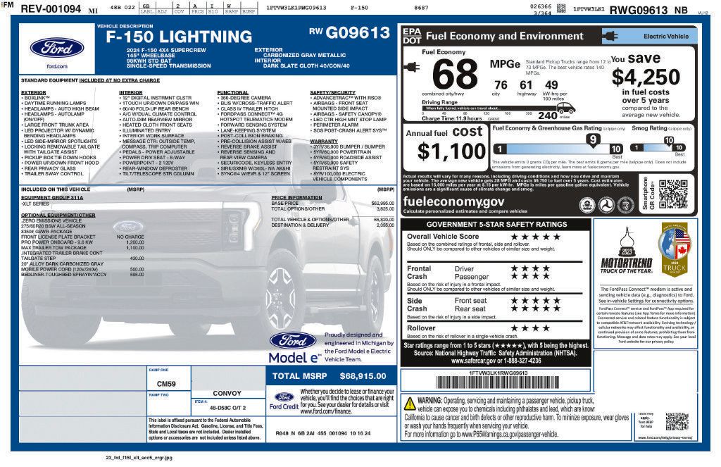 Used 2024 Ford F150 Lightning XLT w/ Max Trailer Tow Package AWD/4WD image 9