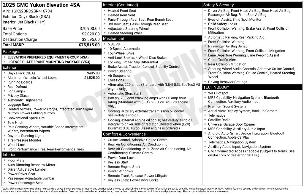 Used 2025 GMC Yukon Elevation AWD/4WD image 37
