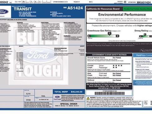 Used 2021 Ford Transit 350 148 High Roof Extended w/ Load Area Protection Package RWD image 2