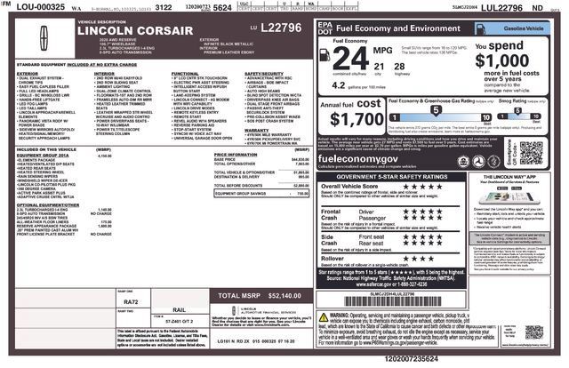 Certified 2020 Lincoln Corsair Reserve w/ Equipment Group 201A AWD/4WD image 31
