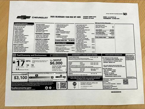 New 2025 Chevrolet Silverado 1500 W/T w/ WT Safety Package AWD/4WD image 12